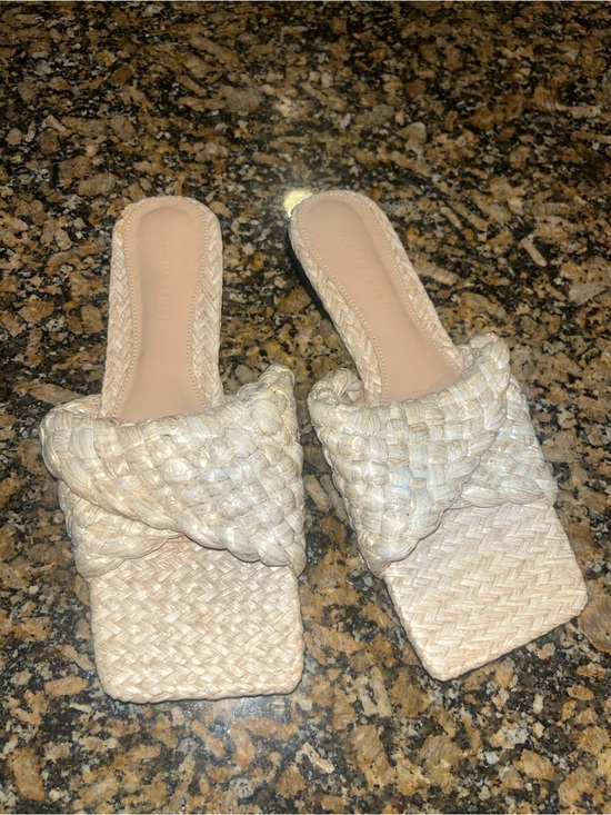 Bottega Veneta Shoes - Bottega Veneta Braided Square-Toe Slide Sandals - Natural